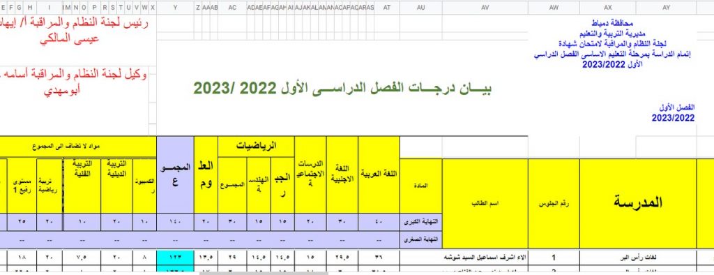 نتيجة الشهادة الإعدادية الفصل الدراسي الأول محافظة دمياط 2023