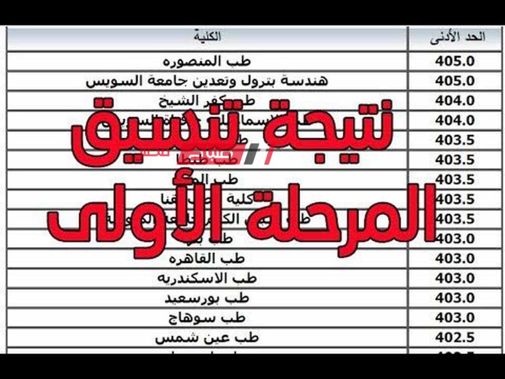 خطوات الحصول على نتيجة تنسيق المرحلة الأولى