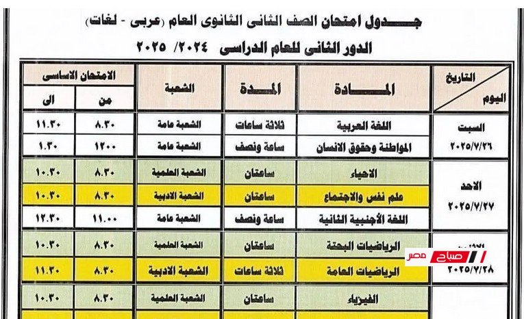 غداً السبت انطلاق امتحانات الدور الثاني بمحافظة دمياط